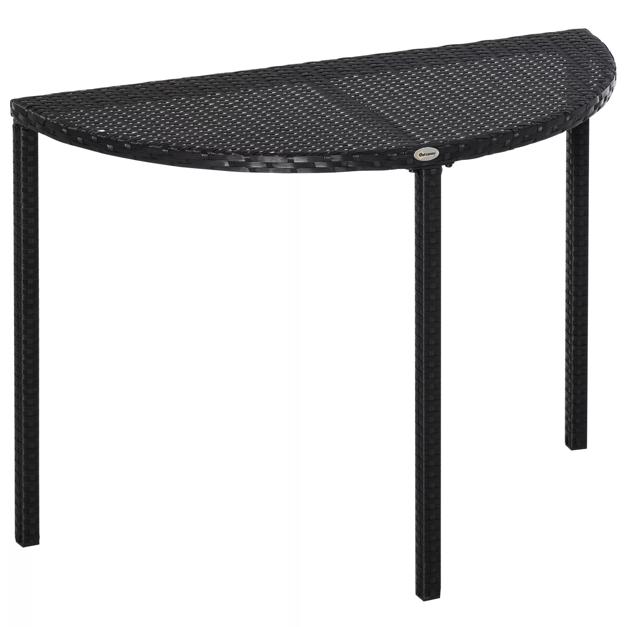 Balkono stalas Sodo staliukas Stalas Sodo baldai pusapvalus Polirattan Metalas Juodas 100 x 50 x 74 cm