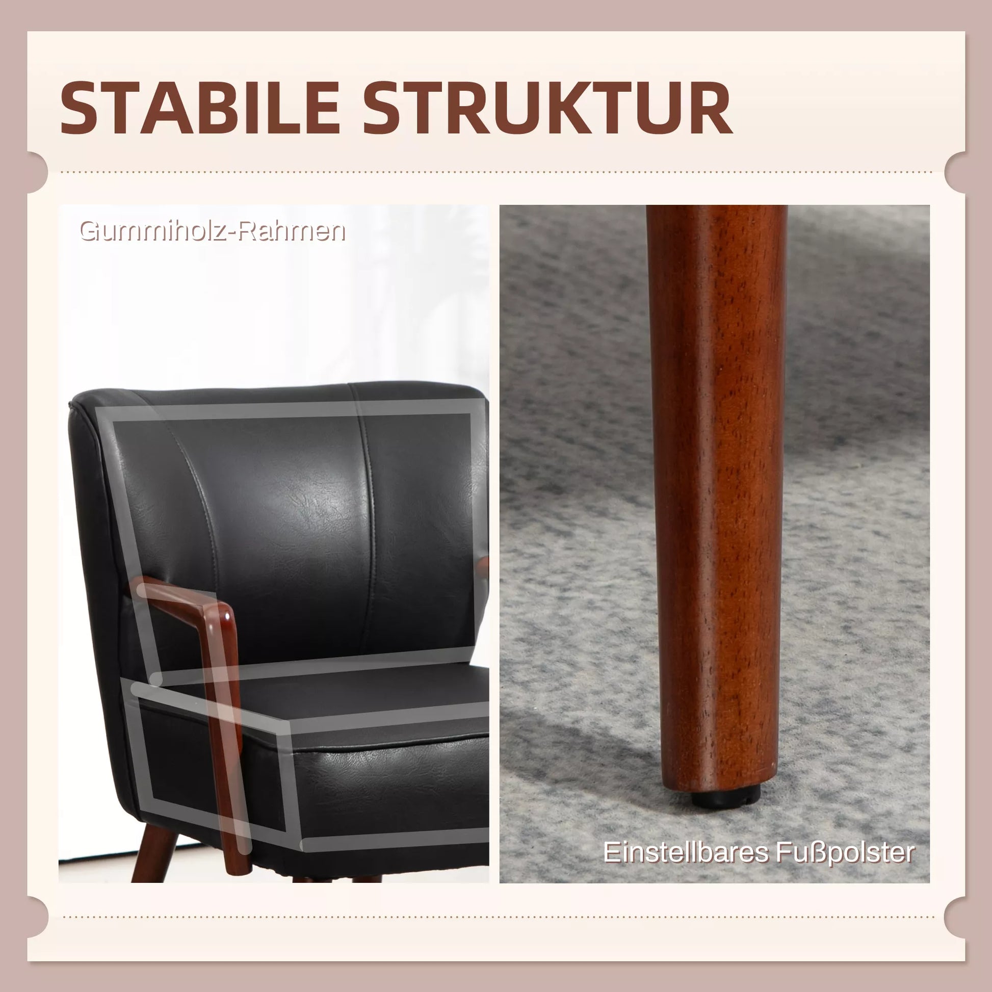 Akcentinis fotelis, platus sėdimas paviršius, odos imitacija, medinis rėmas, iki 120 kg, 67x77x80 cm, juodas