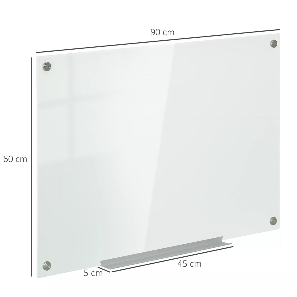 Stiklinė balta lenta, užrašų lenta, balta lenta,  4 rašikliai, 6 magnetai, 1 kempinė, 1 dėklas, balta