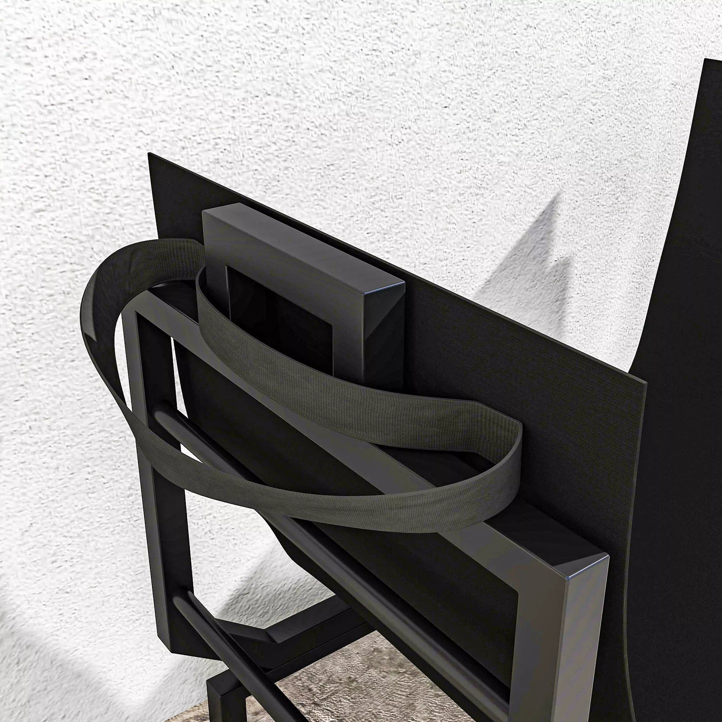 Vidinis laikiklis malkoms 53 x 33 x 43 cm, medienos laikymo stovas su rankena, metalinis, juodas