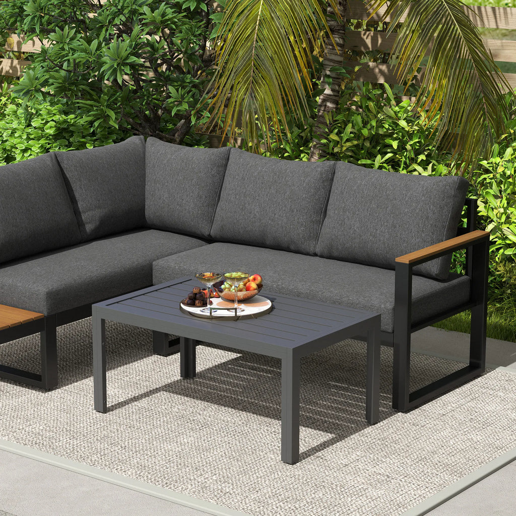Pagalbinis stalas Balkono stalas iš plieno Stačiakampis kavos stalas Atsparus atmosferos poveikiui Sodo stalas 101,5x61x46 cm Pilkos spalvos
