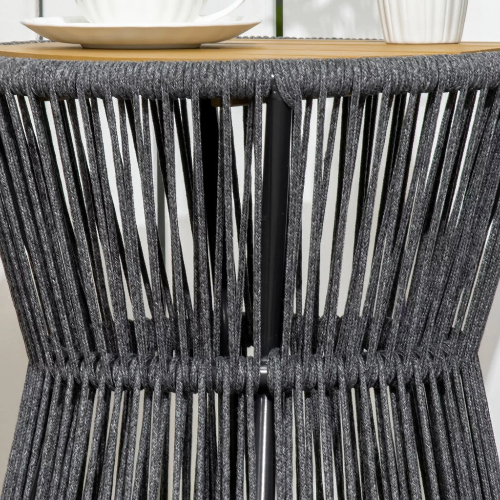 Boho stiliaus sodo stalas, atsparus atmosferos poveikiui, PE rotangas, 39 cm x 39 cm x 49 cm, juodas + natūralus