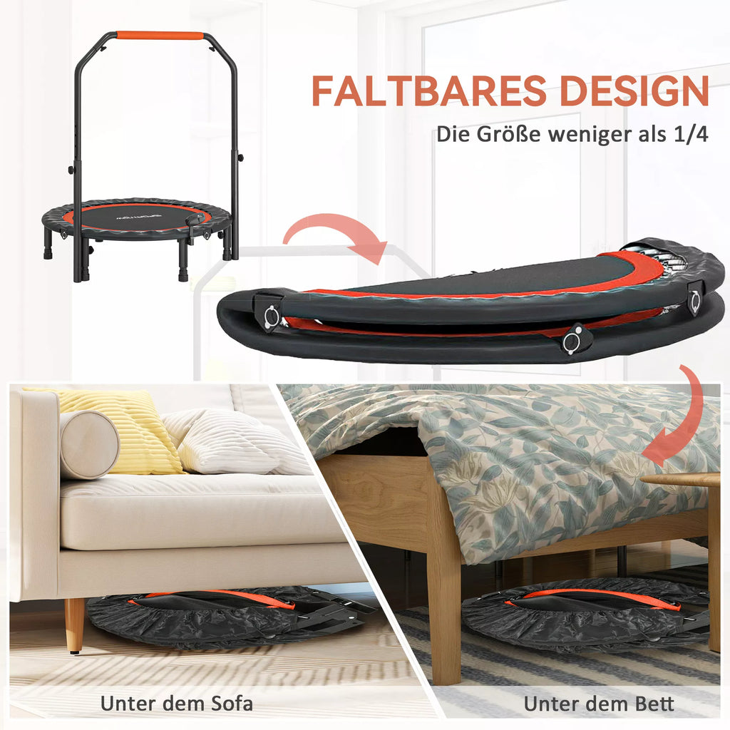 Mini batutas su aukščio reguliuojamu rankenėle, LCD monitoriumi, plieninis, juodas + raudonas, Ø102 x 99–123 cm