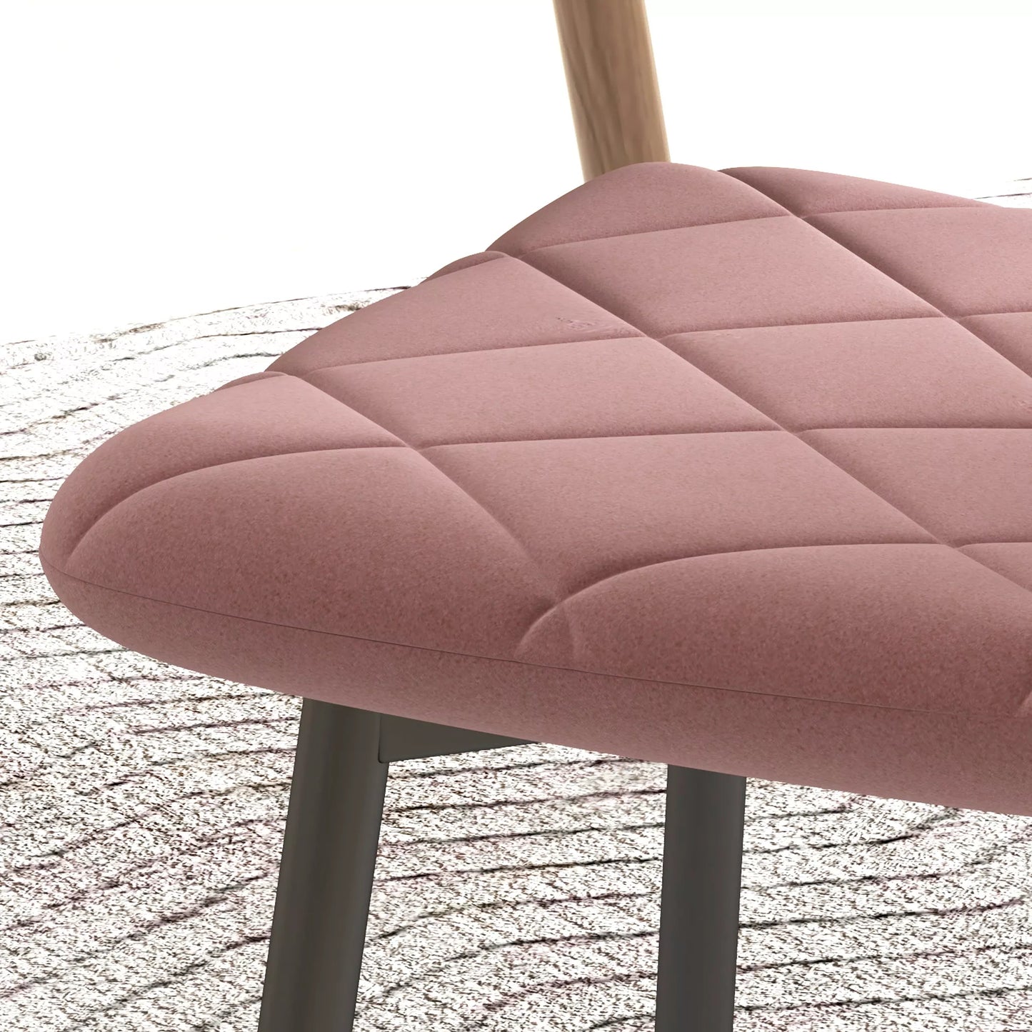 Valgomojo kėdės, 4 vnt. rinkinys, virtuvės kėdė su atlošu, veliūro išvaizdos, fotelis 45 x 54 x 87 cm, rožinė