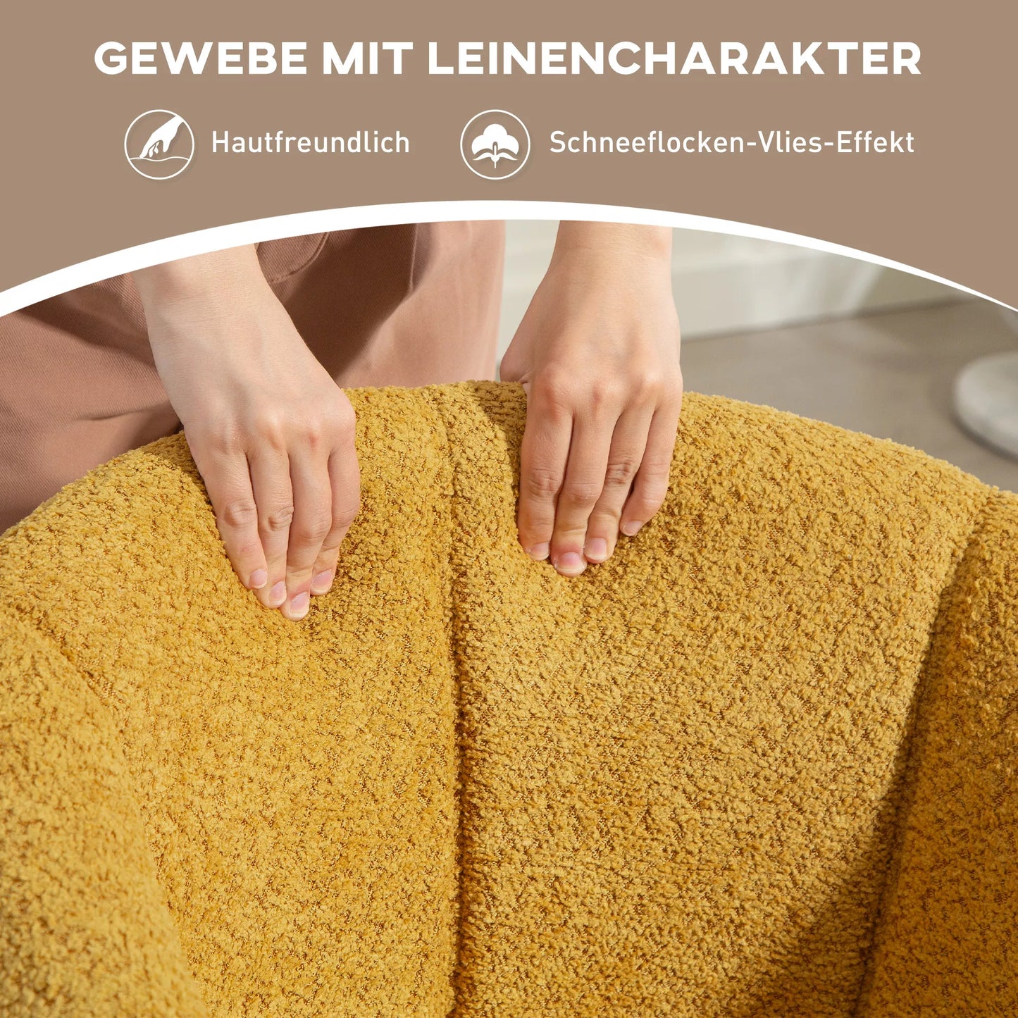 Fotelis, sukamasis krėslas su patogia sėdimąja dalimi, jaukus apmušalas, iki 120 kg, geltonas