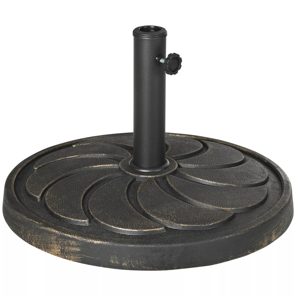 Klasikinis saulės skėčio pagrindas 38/48 mm kotams, stabilus skėčio stovas, derva ir plienas, 53,5x33 cm, bronzinė