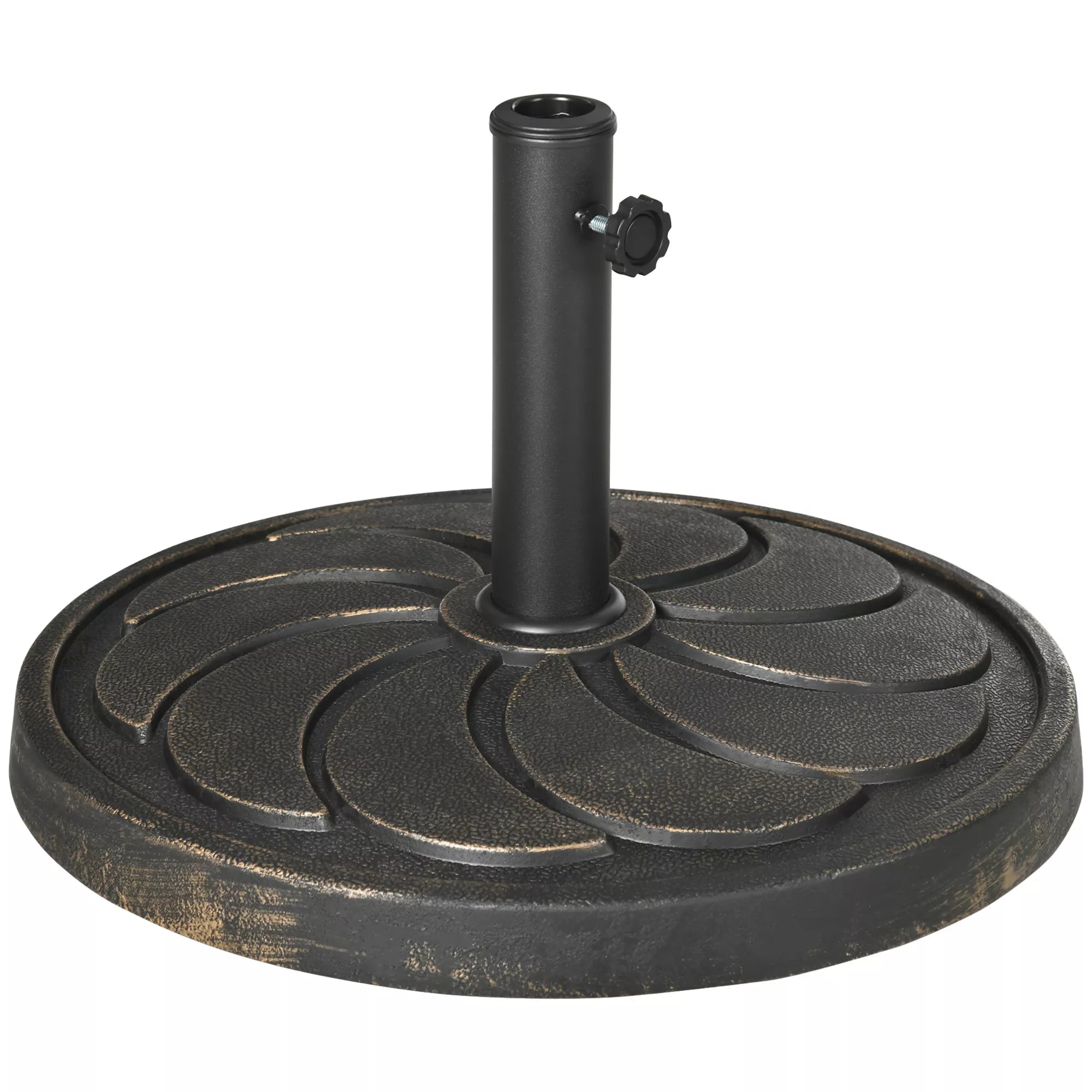 Klasikinis saulės skėčio pagrindas 38/48 mm kotams, stabilus skėčio stovas, derva ir plienas, 53,5x33 cm, bronzinė