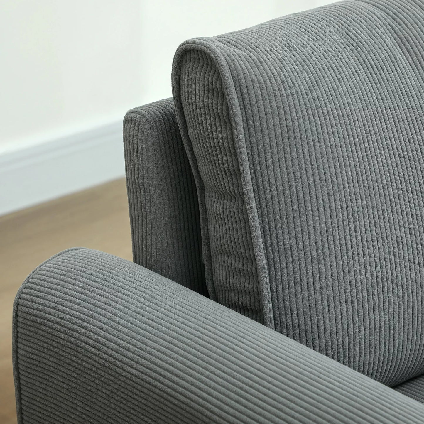 Dvivietė sofa, audinio sofa, 2 atlošo pagalvėlės, kordas, 145 x 75 x 78 cm, antracito spalva