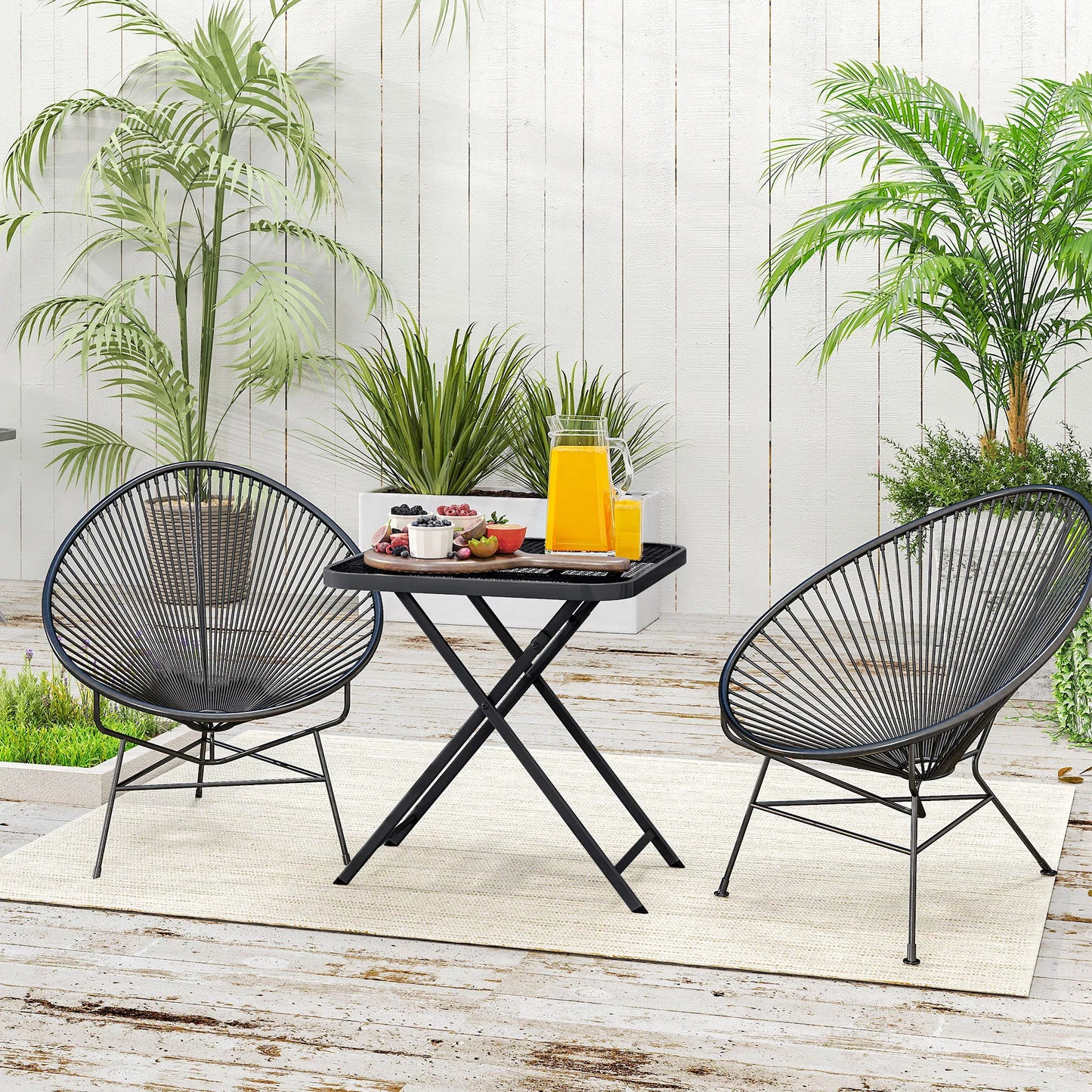 Skleidžiamas sodo stalas 70 x 70 cm, atsparus atmosferos poveikiui Balkono stalas Skleidžiamas stalas su iškirptėmis, kvadratinis, juodas