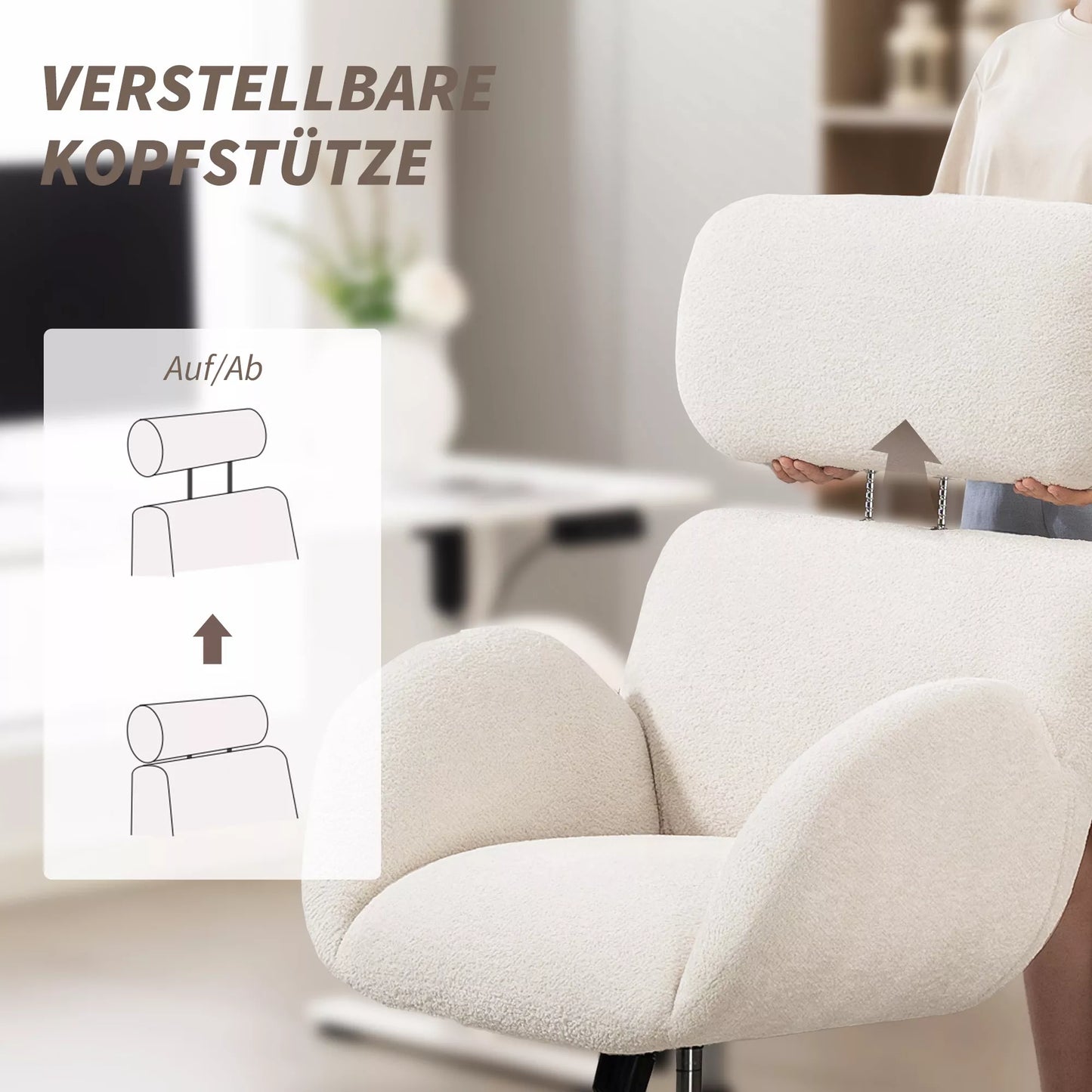 Biuro kėdė su aksominės išvaizdos audinio apmušalu, paminkštinta kėdė su plieniniu pagrindu, aukščio reguliavimo rašomojo stalo kėdė, kreminės baltos spalvos