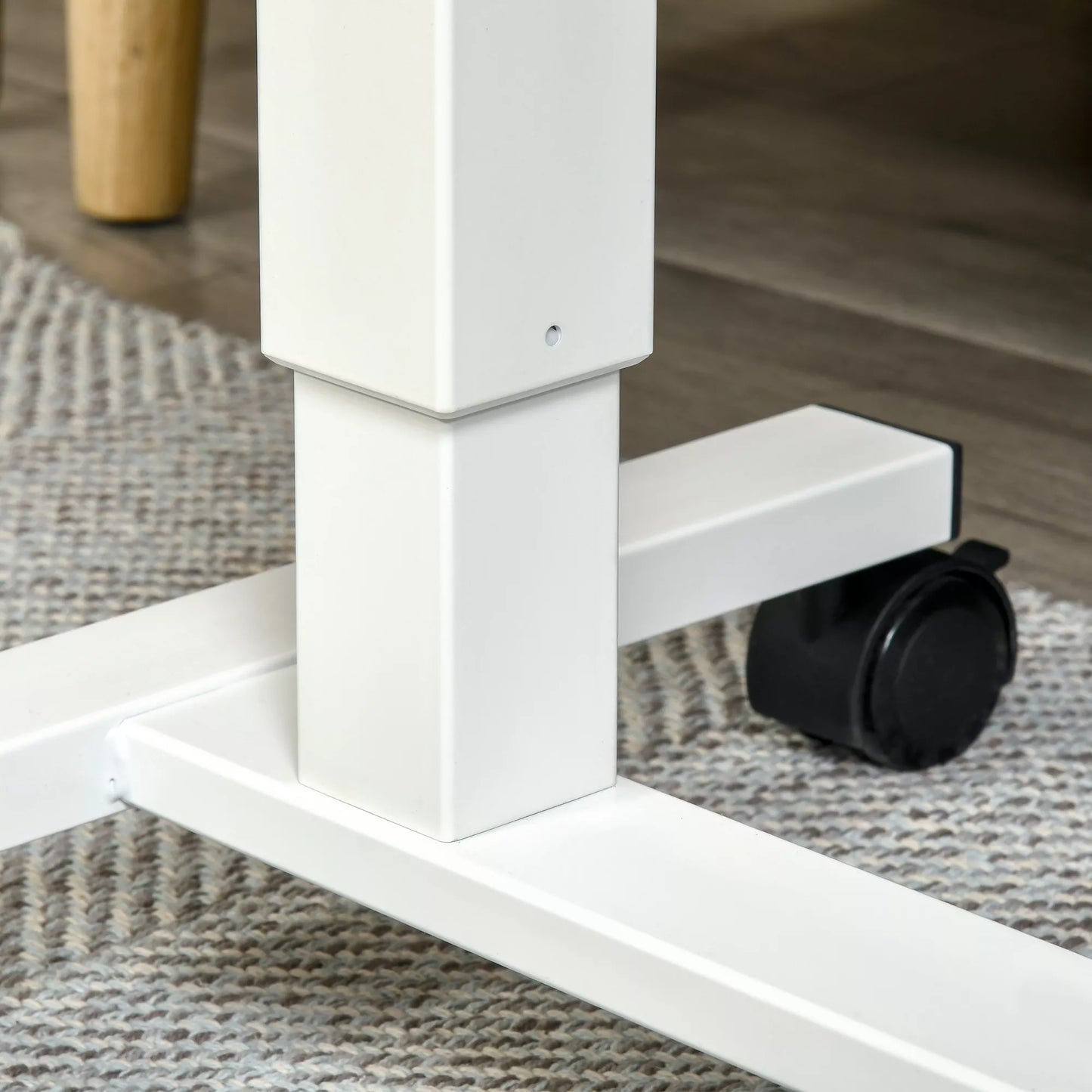 Stovimas stalas, reguliuojamo aukščio, su 4 ratukais, C formos, 65 cm x 48 cm x 70-110 cm, Natūralus + Baltas