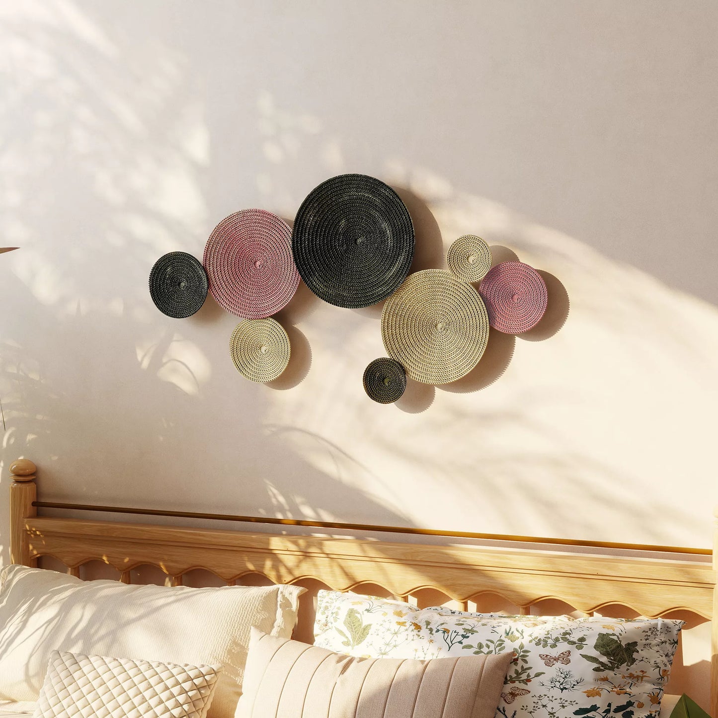 Sienų dekoro rinkinys disko dizaino, 8 metaliniai diskai, universalus, įvairiaspalvis