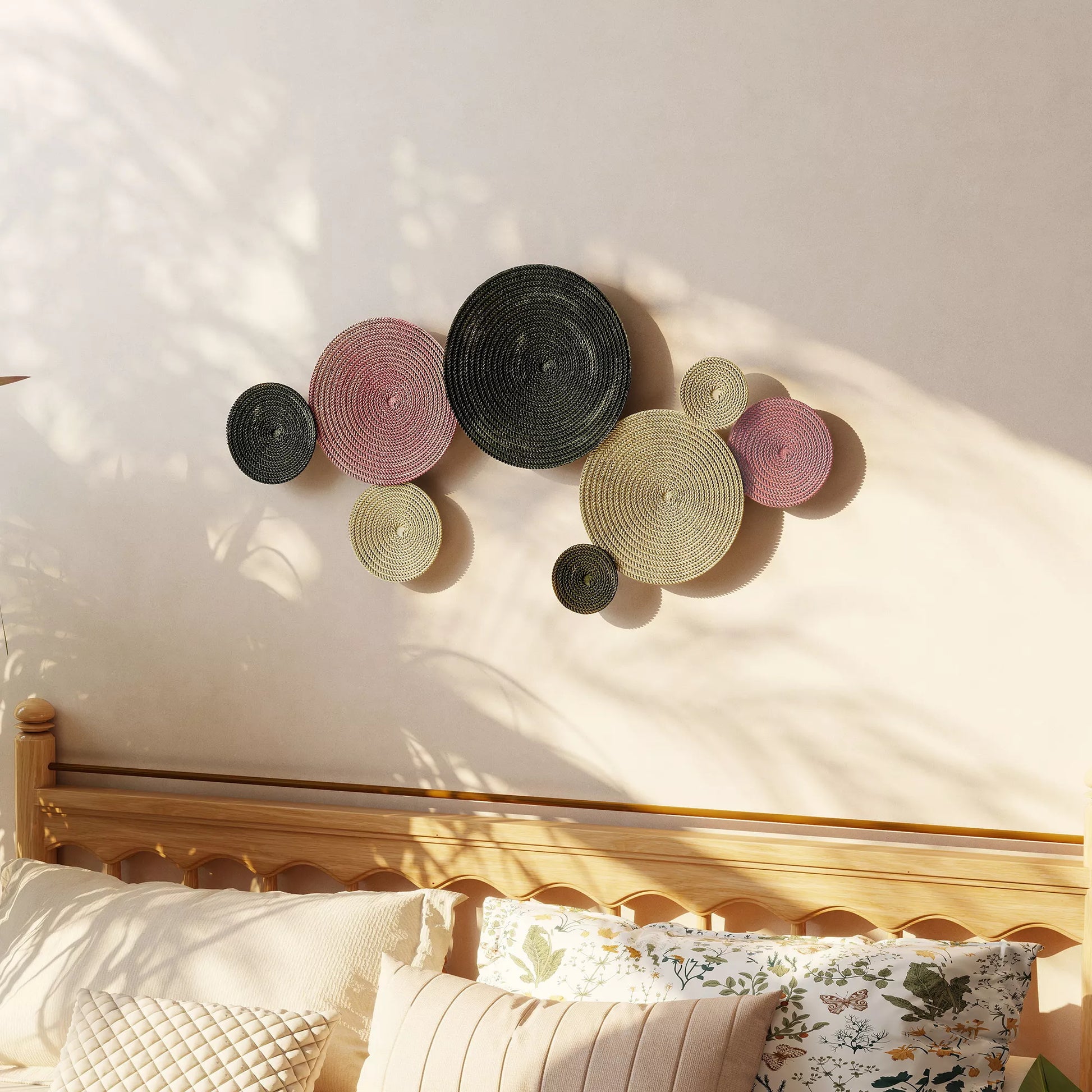 Sienų dekoro rinkinys disko dizaino, 8 metaliniai diskai, universalus, įvairiaspalvis