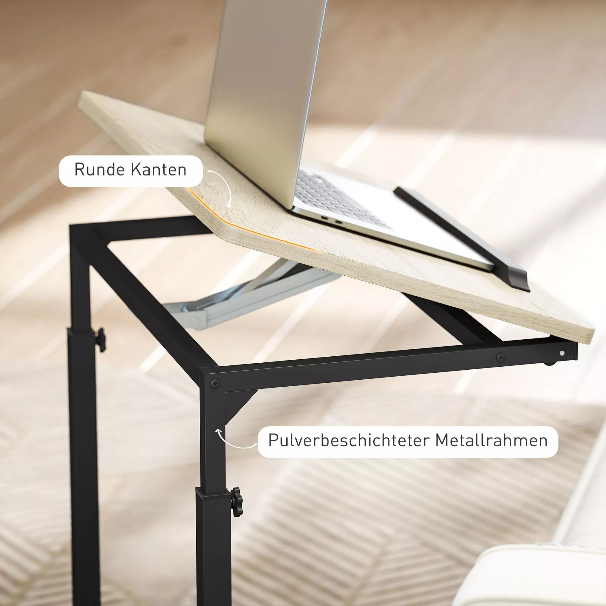 Staliukas, reguliuojamas aukštis, C formos 55 cm, ąžuolo ir juodos spalvos
