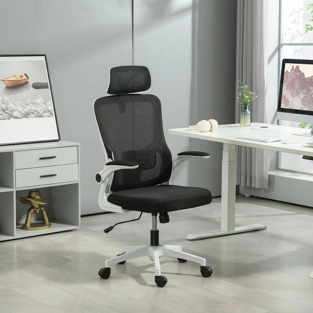 Ergonominė biuro kėdė su tinkleliu reguliuojamu aukščiu juoda