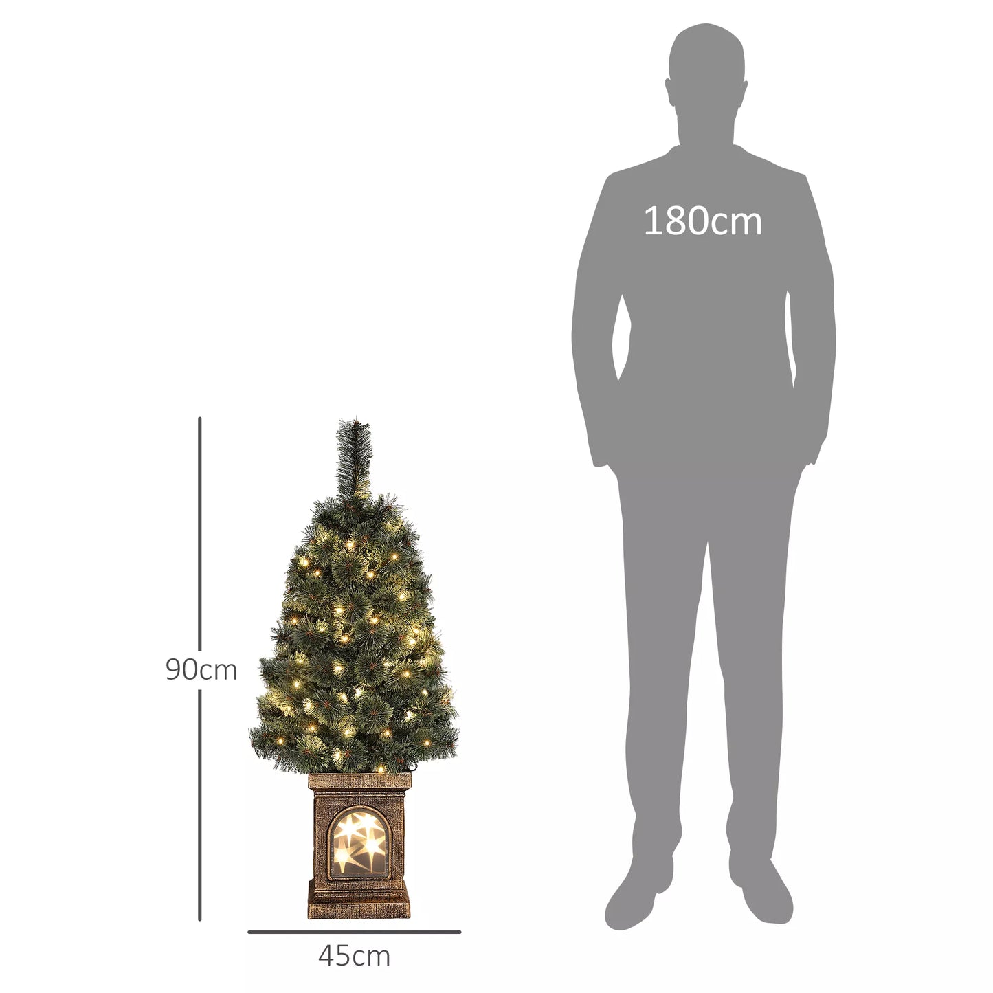 Kalėdų eglutė, natūrali išvaizda, su integruotais LED, pritemdoma, 8 režimai, 45 x 90 cm, žalia