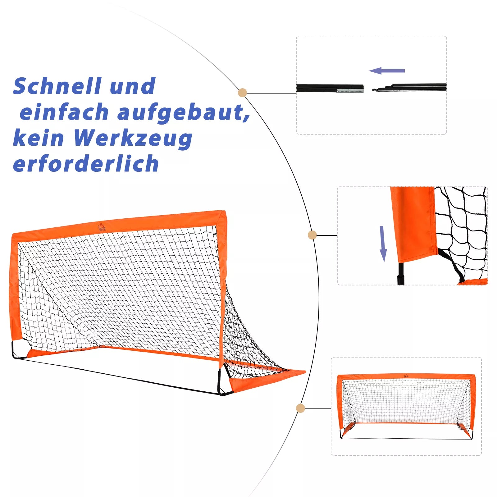 Futbolo vartai, 183x90x90 cm, 2 vnt., oranžiniai