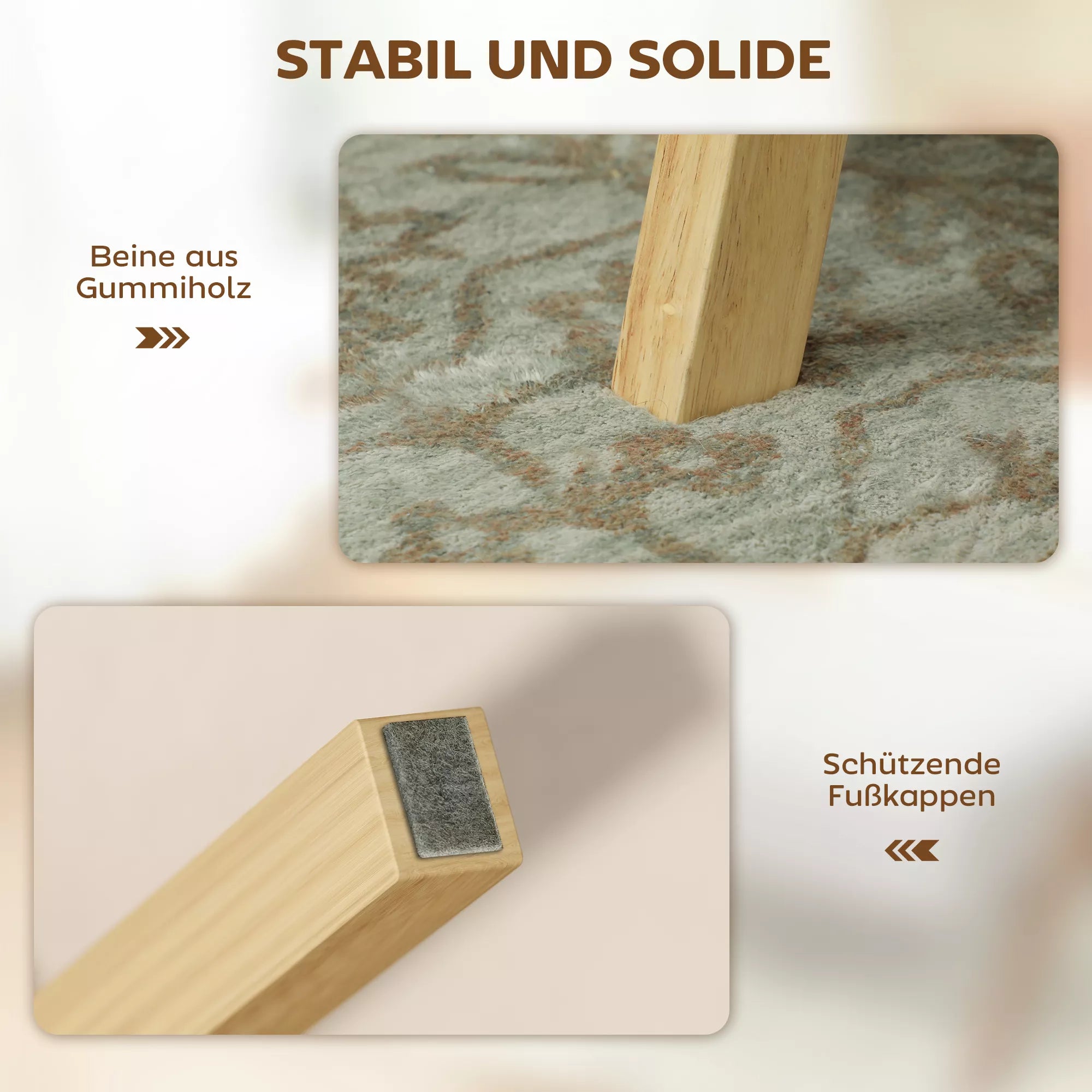 Taburetė su minkšta pagalvėle, medinėmis kojelėmis, kreminė balta
