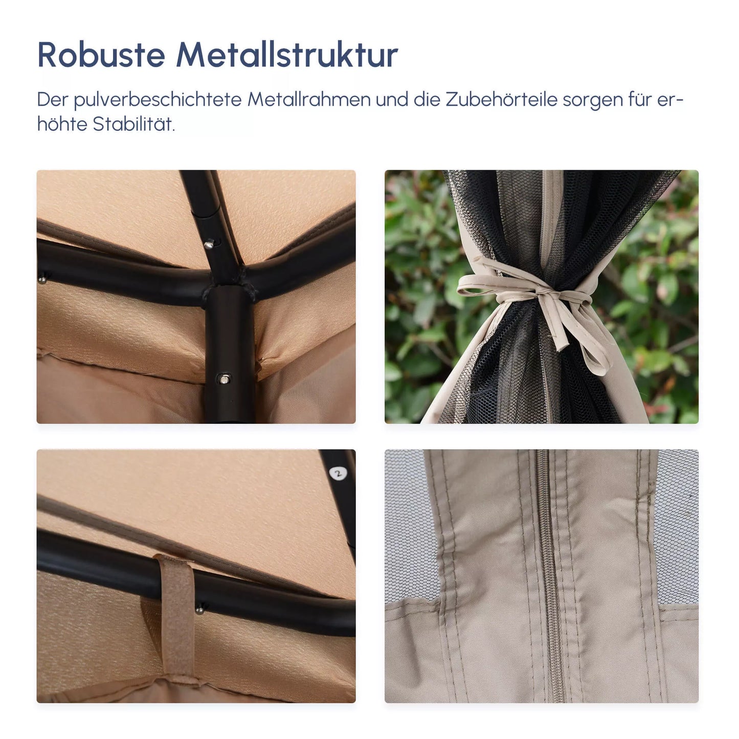 Sodo paviljonas / Palapinė vakarėliams su 4 šoninėmis sienelėmis, atsparus oro sąlygoms, metalas + poliesteris, pilka, 2,94 x 2,94 x 2,65 m