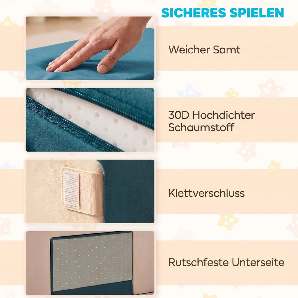 2 dalių minkštų putplasčio kaladėlių rinkinys mažyliams, kremine ir tamsiai mėlyna spalva