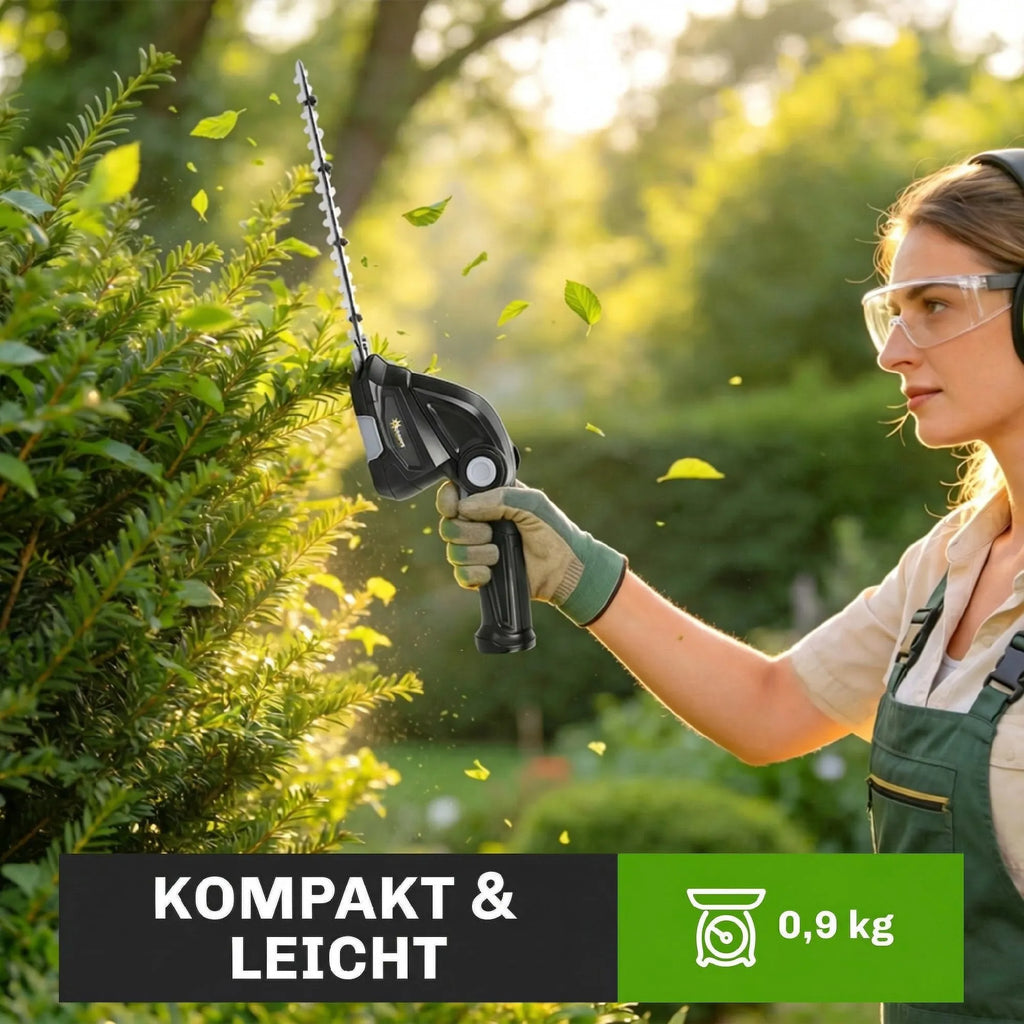 2-in-1 akumuliatorinės gyvatvorių žirklės ir žolės žirklės su keičiamais ašmenimis juodos