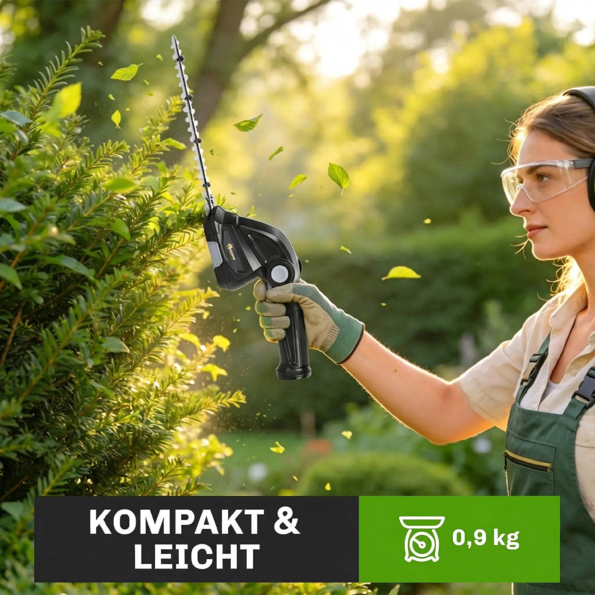 2-in-1 akumuliatorinės gyvatvorių žirklės ir žolės žirklės su keičiamais ašmenimis juodos