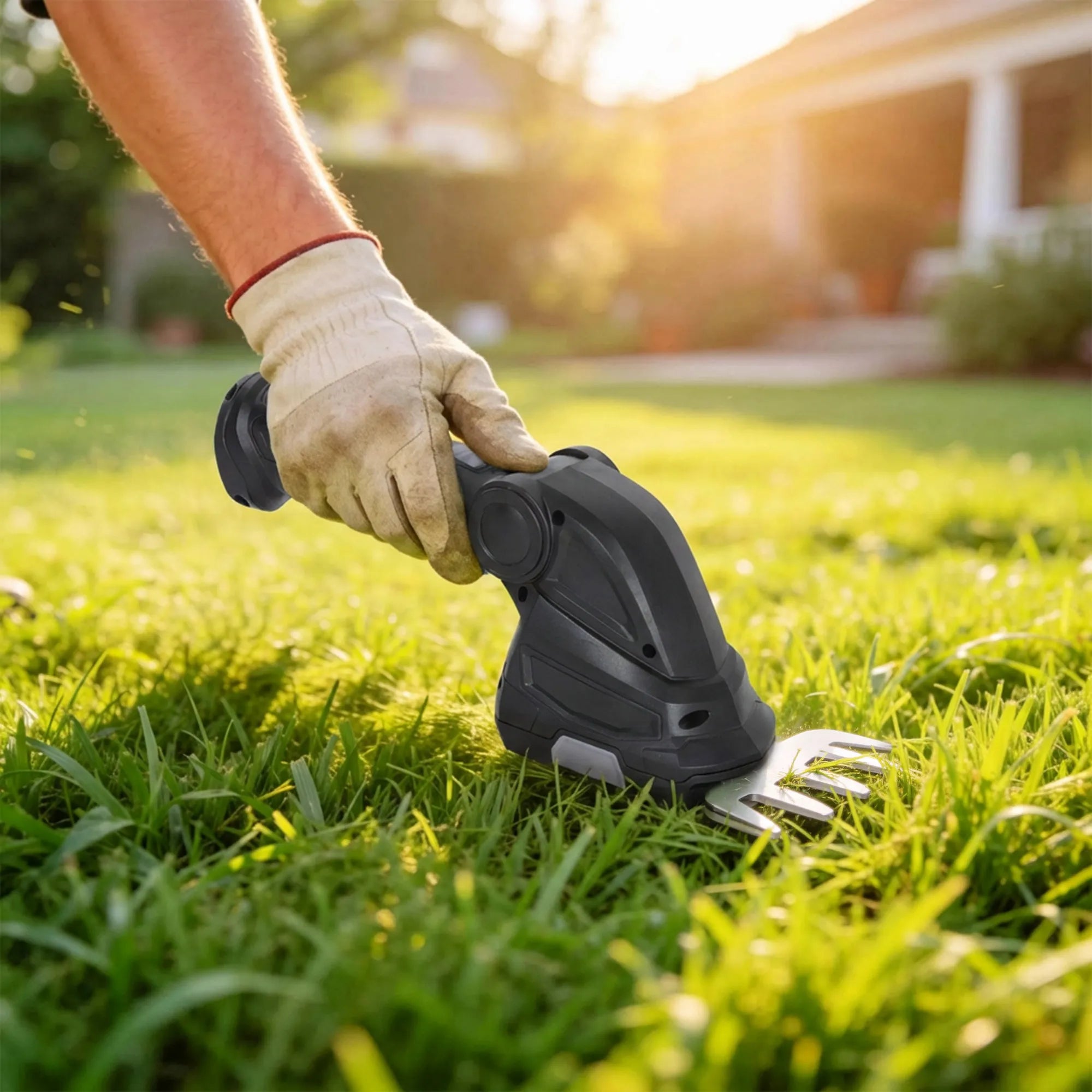 2-in-1 akumuliatorinės gyvatvorių žirklės ir žolės žirklės su keičiamais ašmenimis juodos