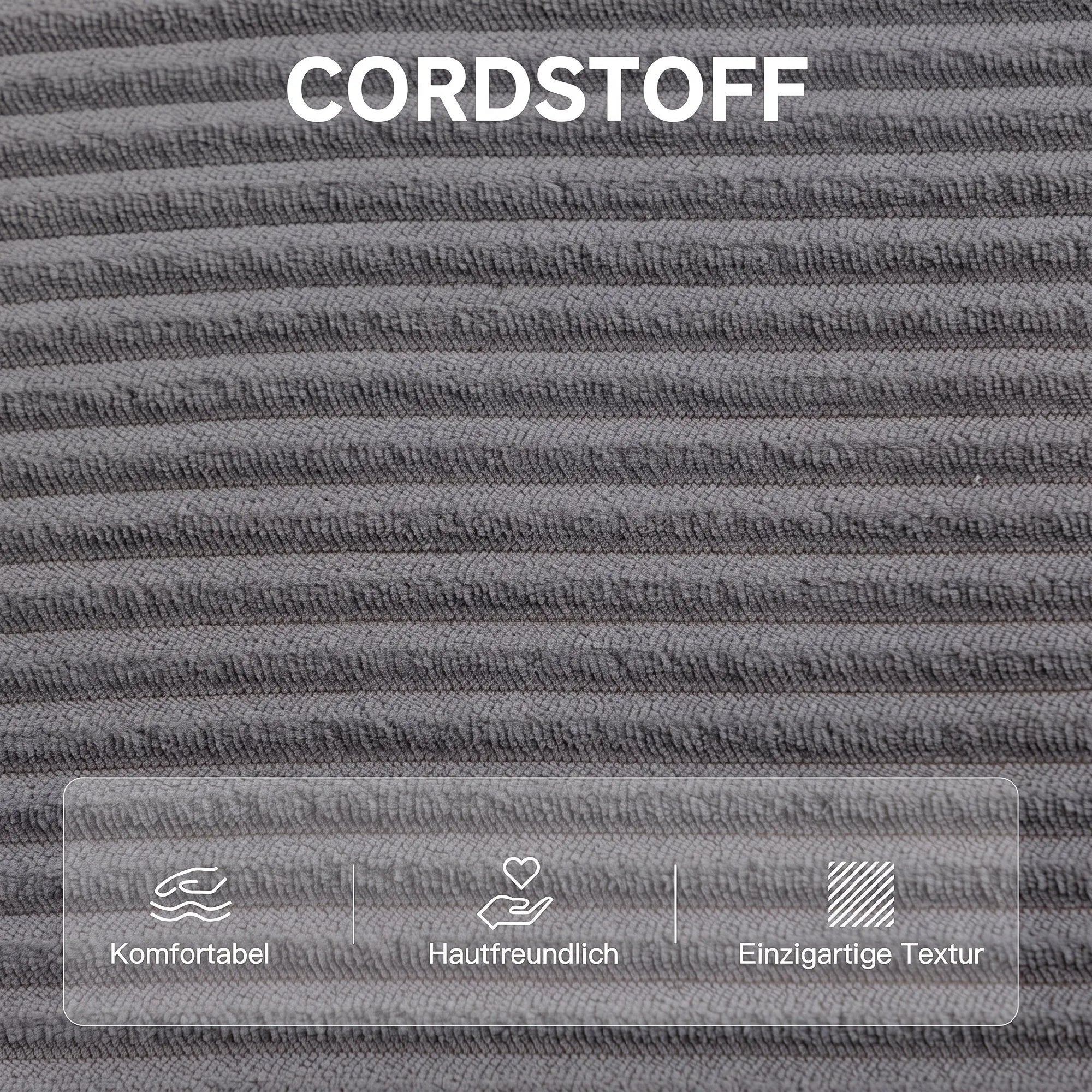 2-in-1 grindų fotelis, sulankstoma sofa-lova iš kordo audinio, tamsiai pilka