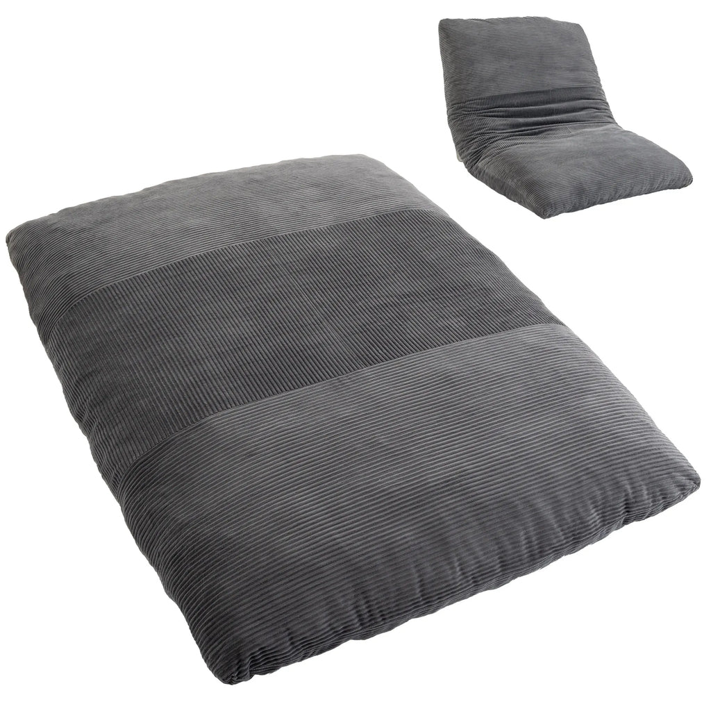 2-in-1 grindų fotelis, sulankstoma sofa-lova iš kordo audinio, tamsiai pilka