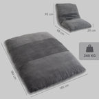 2-in-1 grindų fotelis, sulankstoma sofa-lova iš kordo audinio, tamsiai pilka