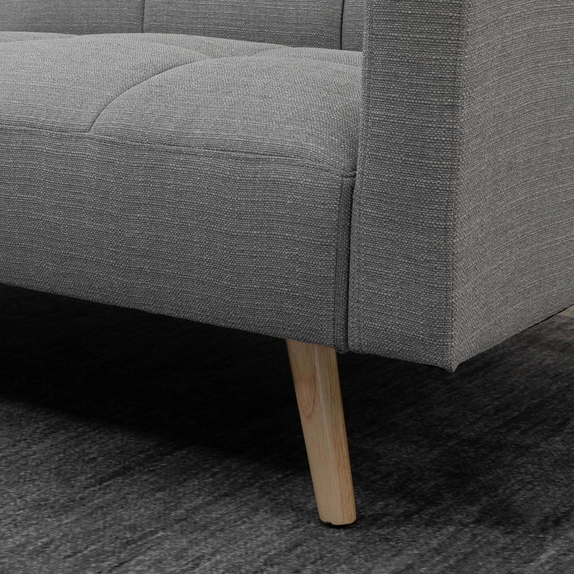2 in 1 miegamasis sofos 205 x 88 cm Sofa su lovos funkcija, sofa su sėdimojo pagalvėle, lino išvaizda Pilka