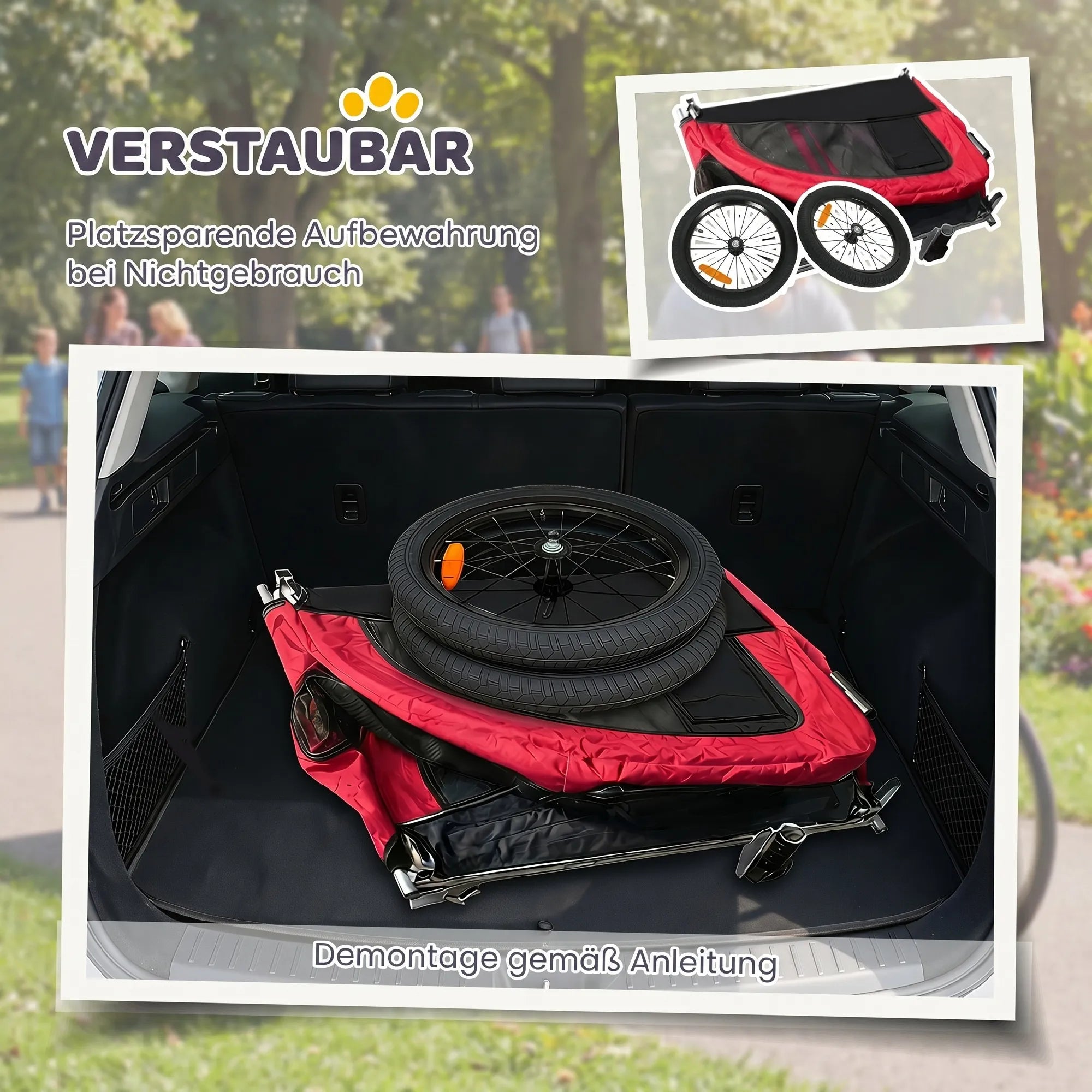 2-in-1 šunų dviračių priekaba ir vežimėlis, iki 20 kg, raudona