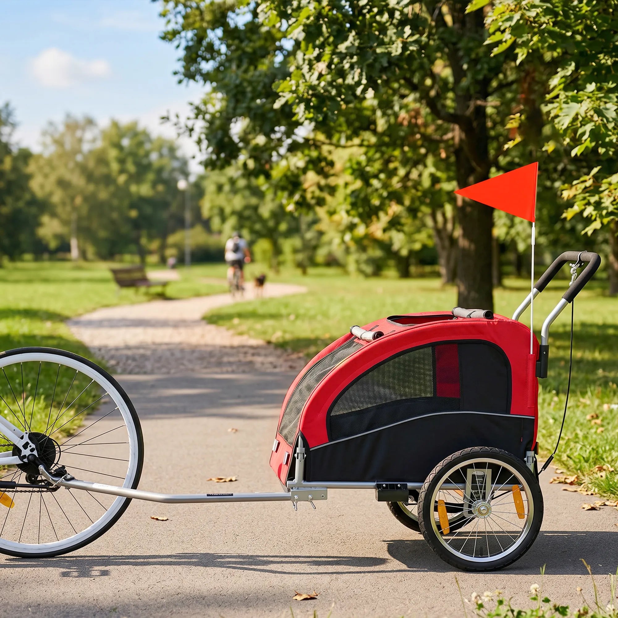 2-in-1 šunų dviračių priekaba ir vežimėlis, iki 20 kg, raudona