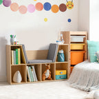 2-in-1 vaikų lentynos lentynos + suoliukas su pagalvėlėmis 103 cm × 30 cm × 62 cm Balta + Pilka