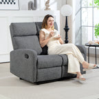 2-Sitzer-Sofa, individuell verstellbare Rückenlehnen, Fußstütze, Stoffbezug, Stahl, Grau