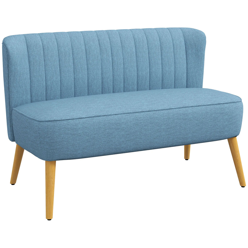 2 vietų sofa retro stiliaus, minkšta apmušalai, lengvai prižiūrimi apmušalai, iki 150 kg, 117 x 56,5 x 77 cm, mėlyna