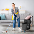 20 l kibiras su išgręžtuvu ir rankena, kibiras su ratukais, plastikinis, juodas