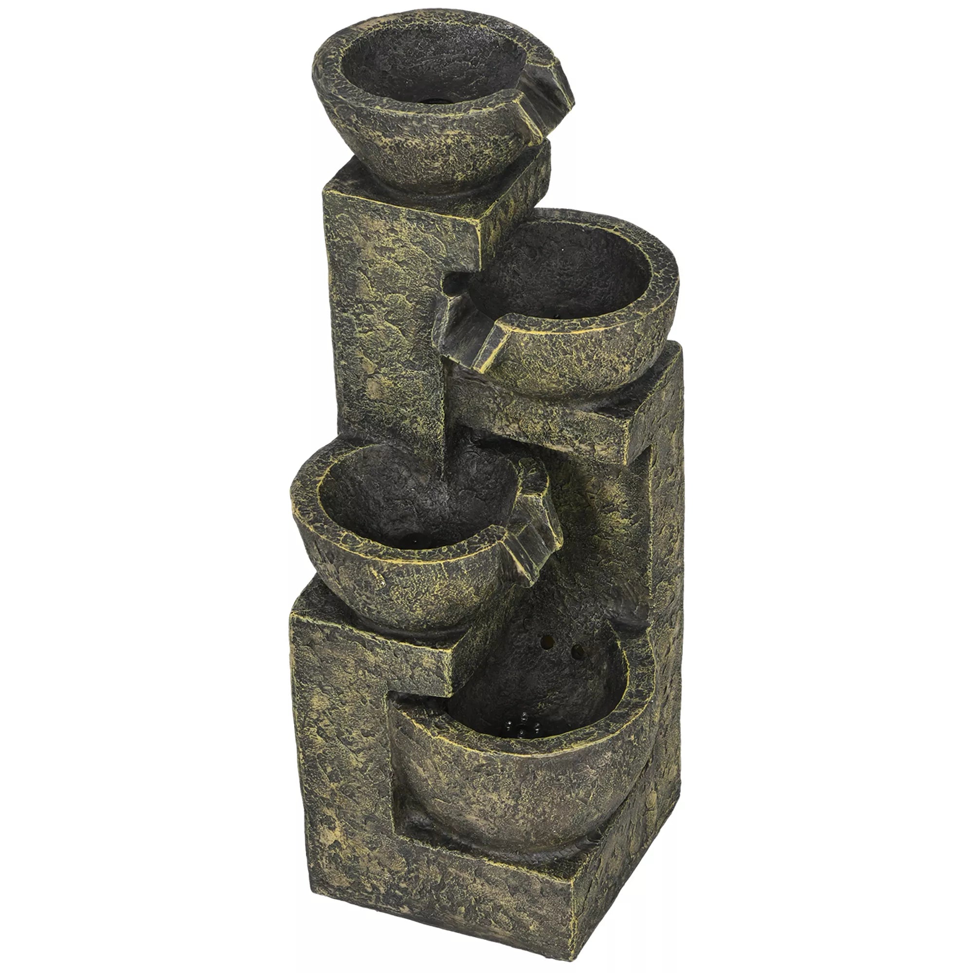 Sodo fontanas Vandens fontanas Fontanas, reguliuojamas greitis, 25 x 24 x 60 cm, juodas