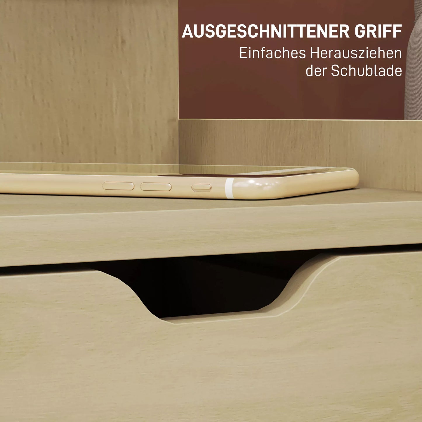 Naktinis staliukas su 2 stalčiais, atvira lentyna, 40x30x60 cm, medžio imitacija