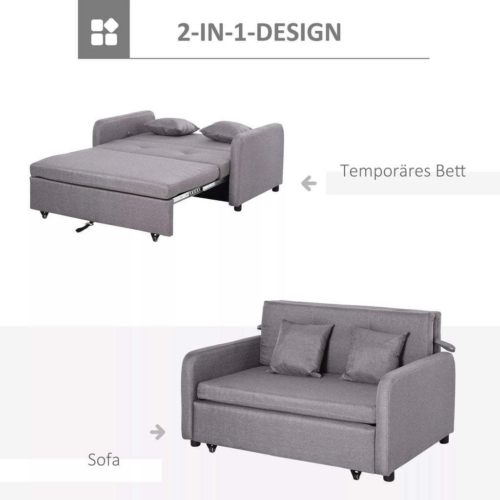 Dvivietė miegamoji sofa su daiktadėže, lengvai transformuojama, lankstus dizainas, pilka