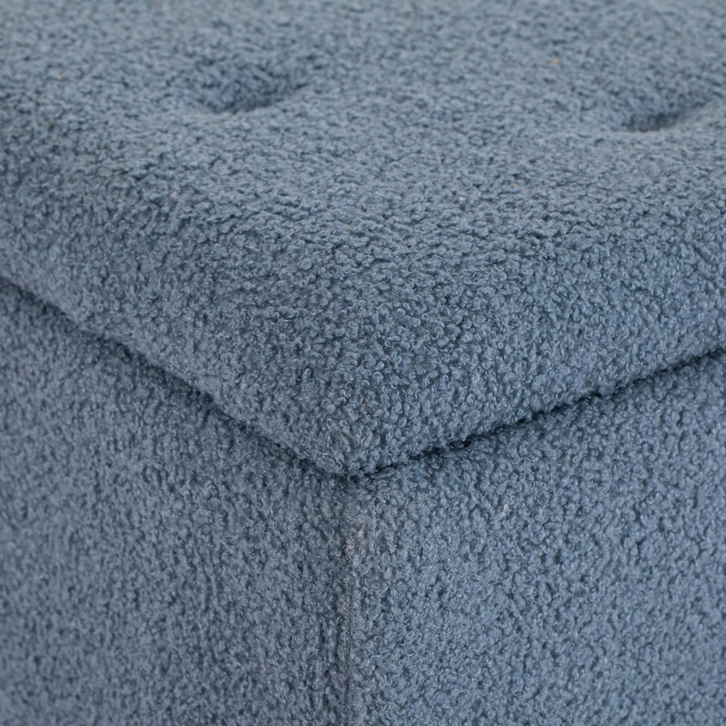 Paminkštinta suolė su daiktadėže, sėdima skrynialaidė, kašmyro imitacija, iki 120 kg, natūralaus medžio rėmas, 95 x 38 x 45 cm, mėlyna