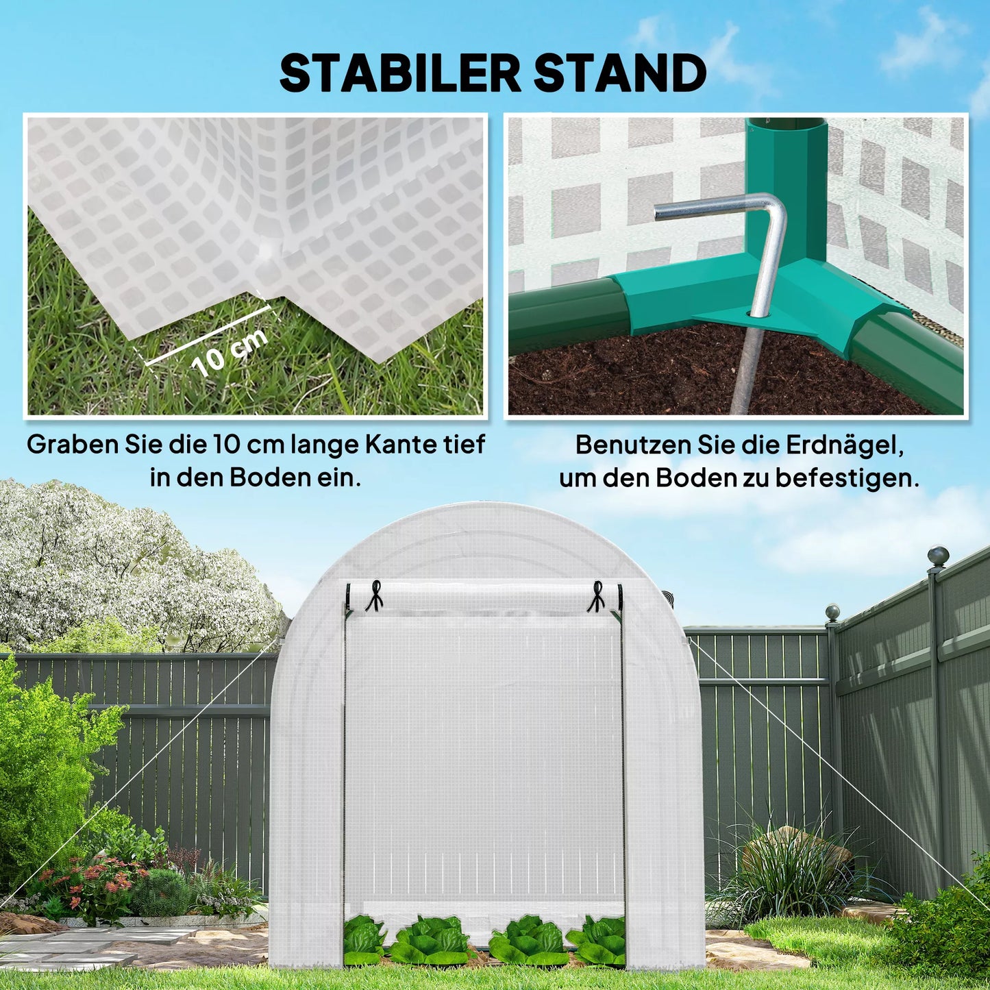 Šiltnamis, nešiojamas augalų namelis su plieniniu rėmu, plastikas, 143x73x195 cm, baltas