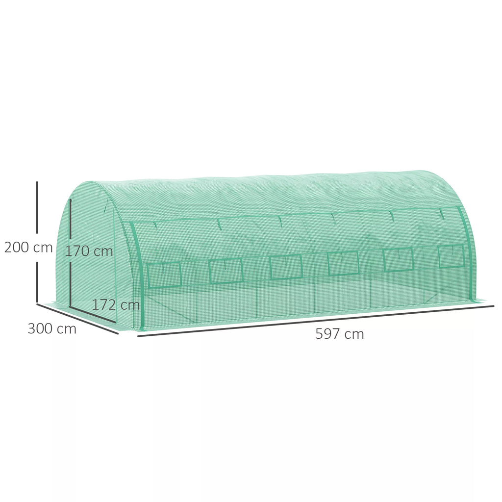 Plėvelės šiltnamis Polytunnel 6 x 3 x 2 m, įeinamas šiltnamis su suskleidžiamais dangčiais Plėvelės tunelis Šiltnamis UV apsauga Plieninis vamzdis Žalias