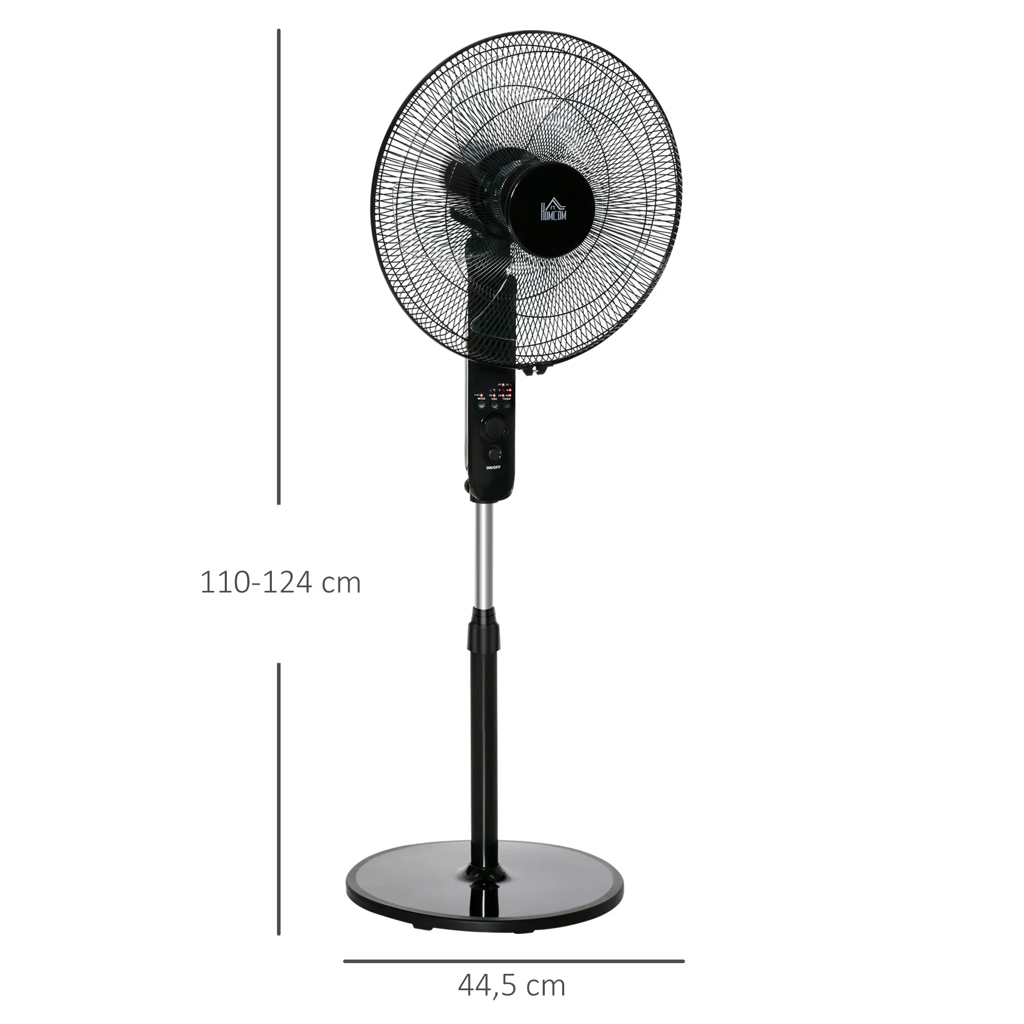 Ventiliatoriaus aukštis reguliuojamas 110–124 cm
