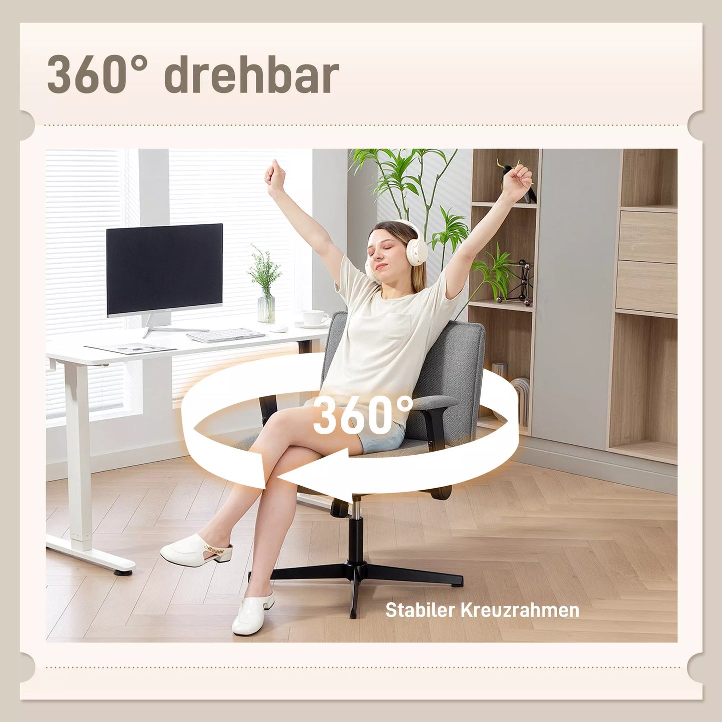 Biuro kėdė su atlenkiamais porankiais, plati darbo stalo kėdė su linine išvaizda, reguliuojamo aukščio, plieninė bazė, pilka