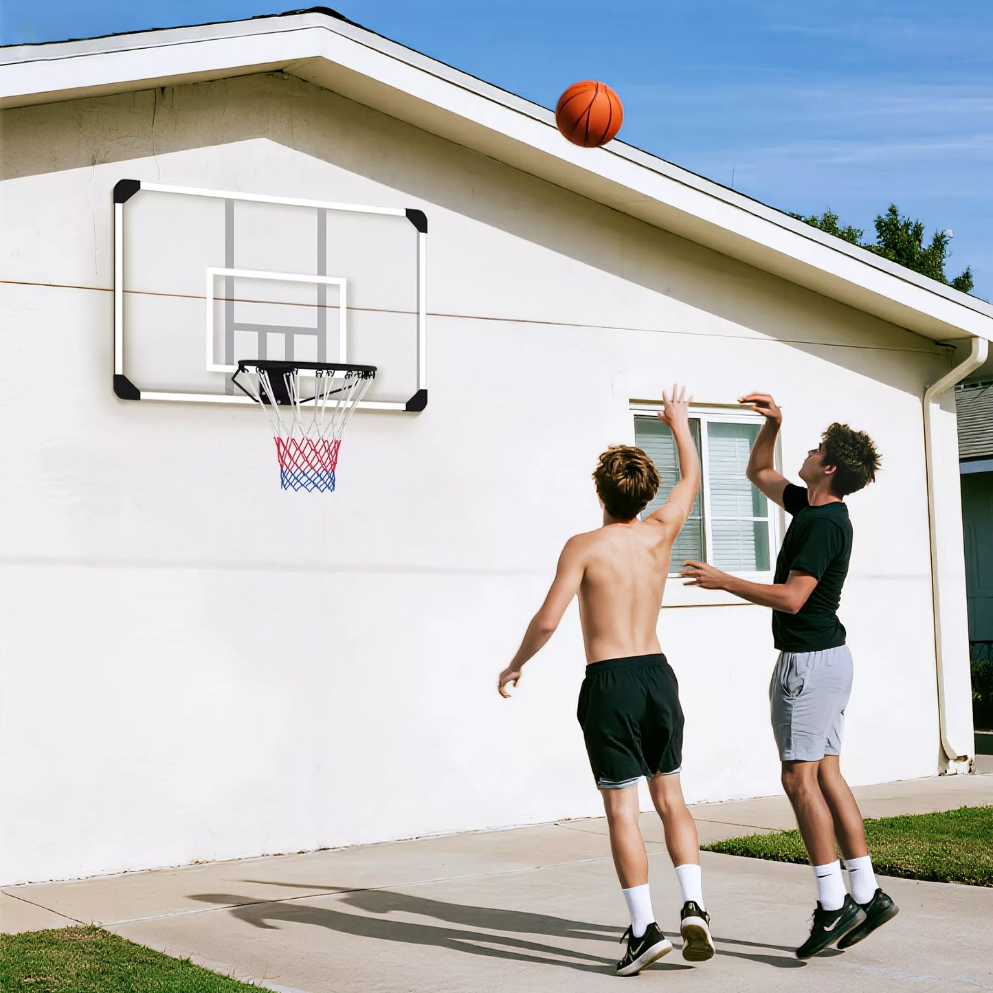 Krepšinio lankas, atsparus dūžimui pagrindas, aukštis reguliuojamas, patalpoms ir laukui, plieninis rėmas, juodas