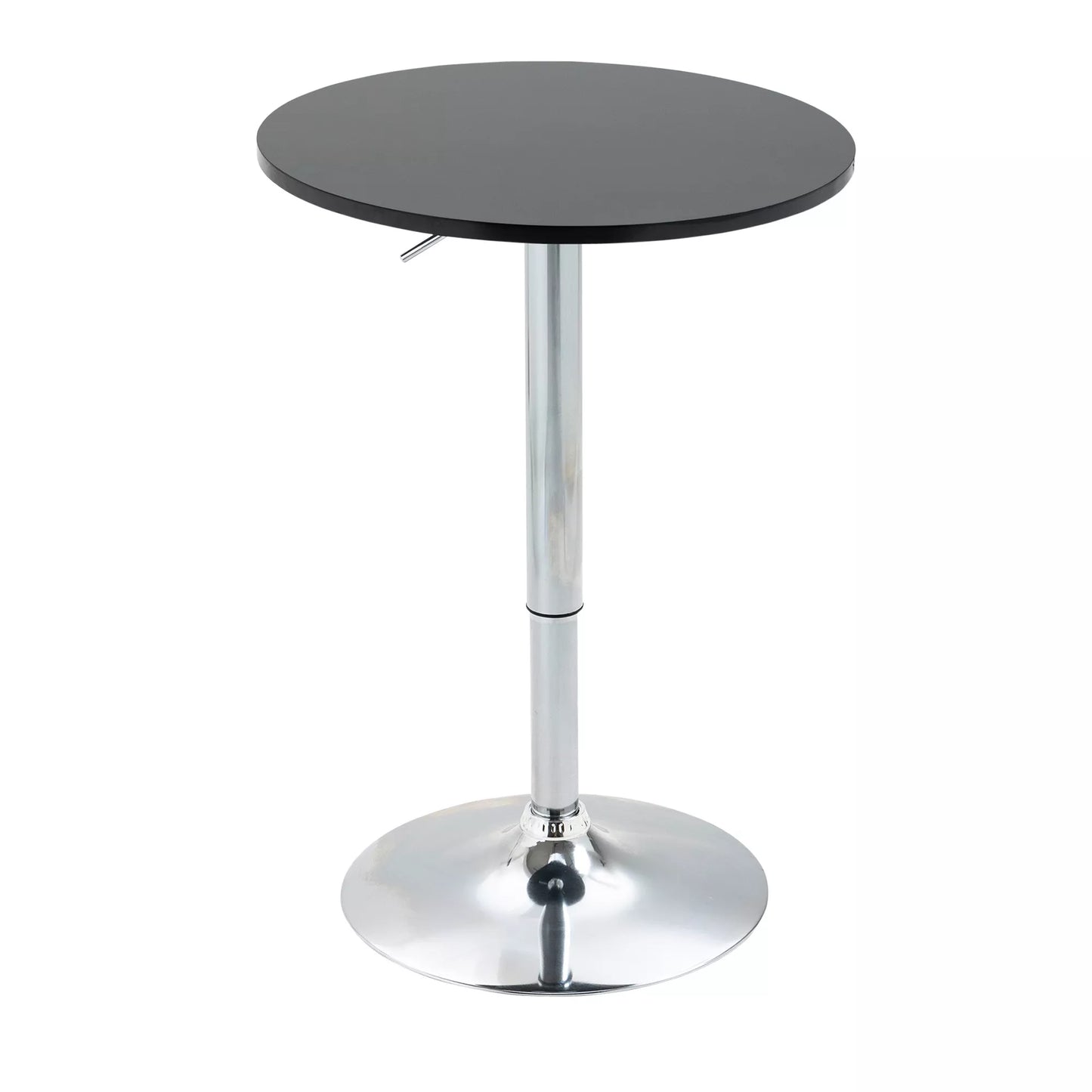 Modernus apvalus baro stalas, valgomojo stalas su 360° besisukančiu stalviršiu, reguliuojamo aukščio bistro/aukštas/virtuvės stalas, plieninis, juodas, Ø61 x 70-90 cm