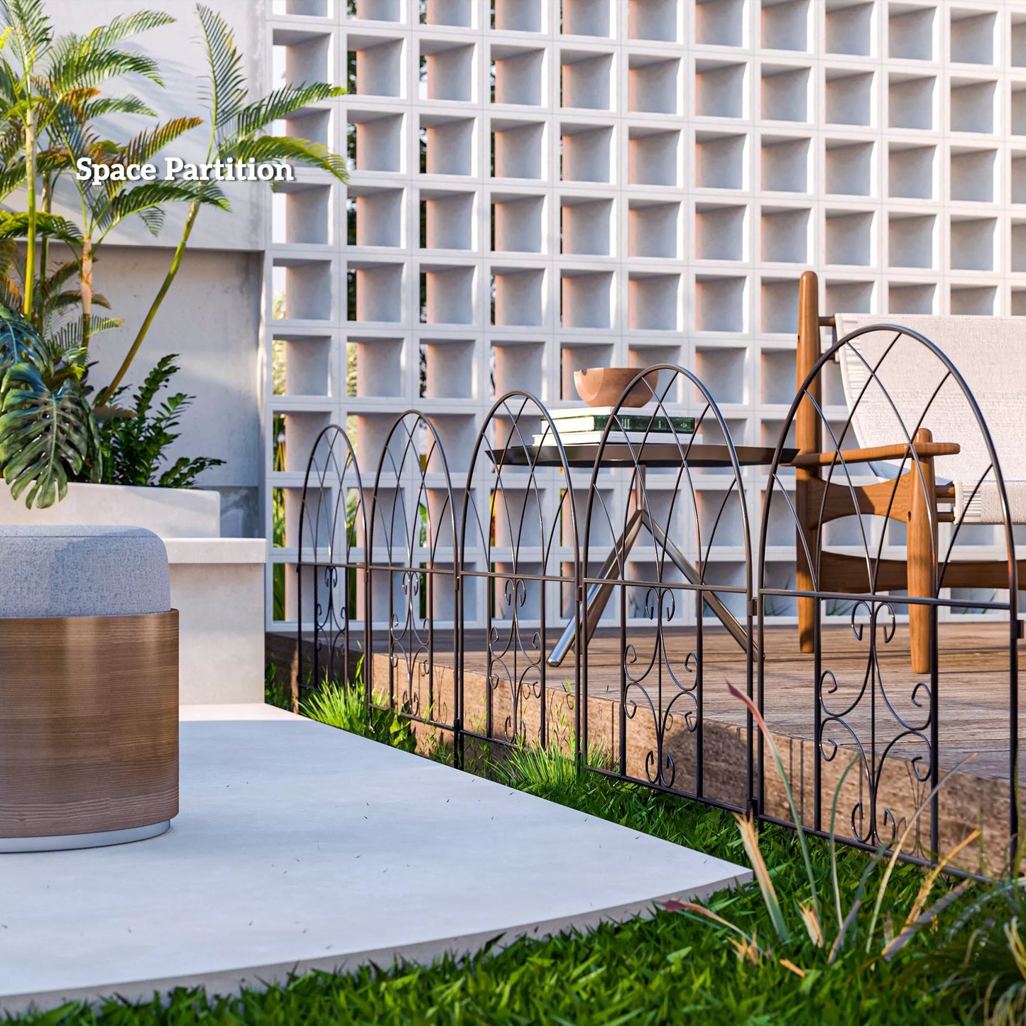 Juoda dekoratyvinė plieninė tvora, 300 cm x 70 cm, tvorių elementų rinkinys