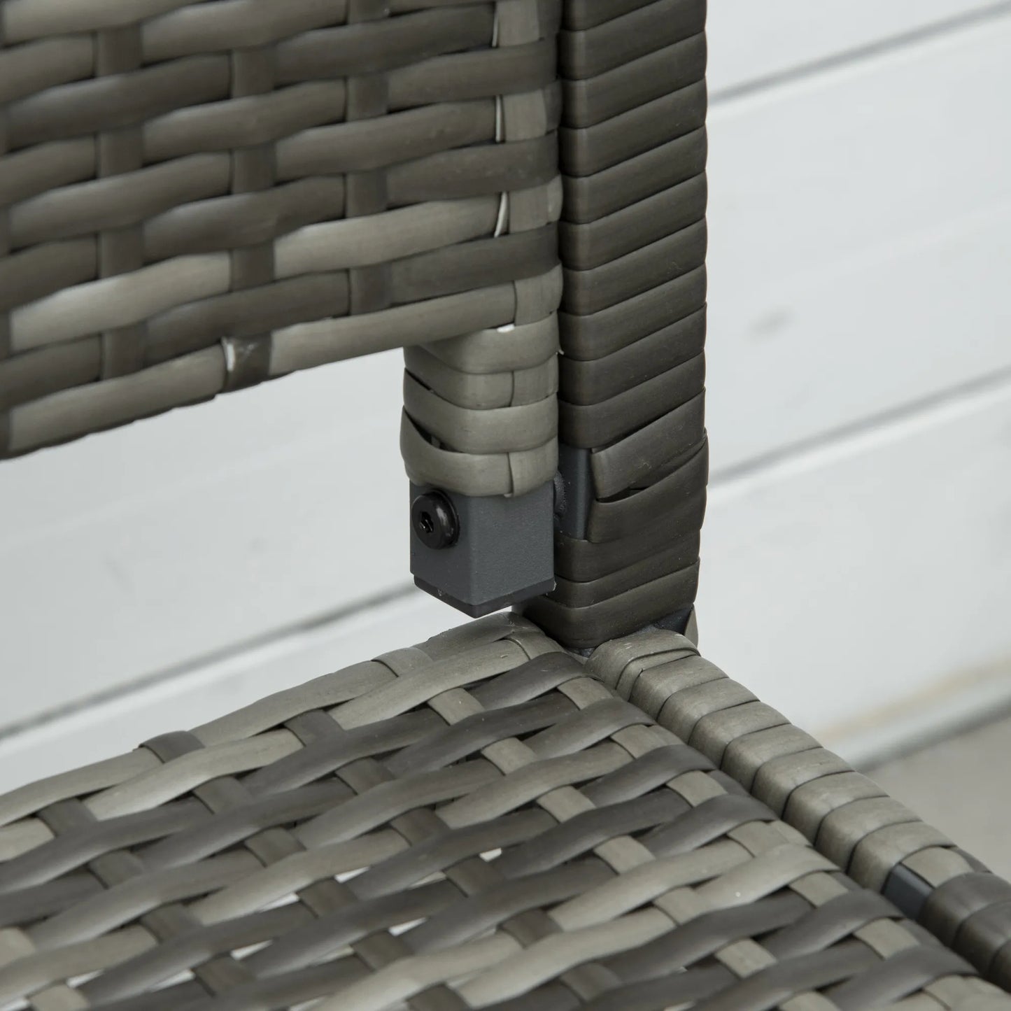 Sodo suolas, ratano išvaizdos, su plieniniu rėmu, 2 žmonėms, rudas, 122 x 60 x 87 cm