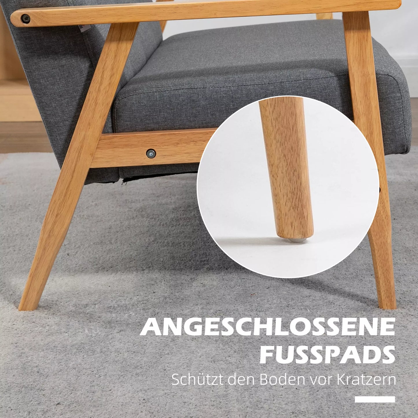 Trijų vietų minkštas sofos, kaučiuko medis, 154,5 x 69,5 x 73 cm, pilkos spalvos